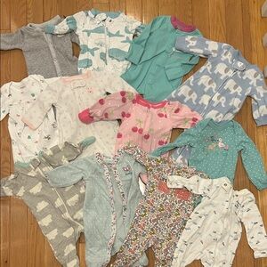 TWELVE longsleeve newborn onesies